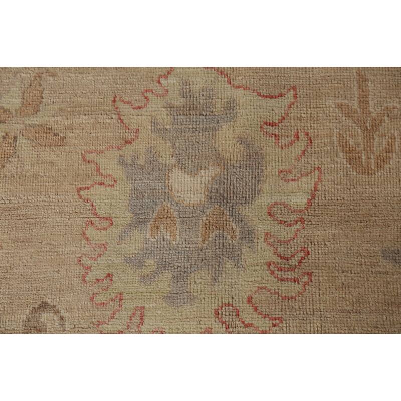 Hand Knotted Oriental 100% Wool Carpet Transitional All-Over Beige & Ivories Oushak Area Rug - 10' 5'' X 8' 3''
