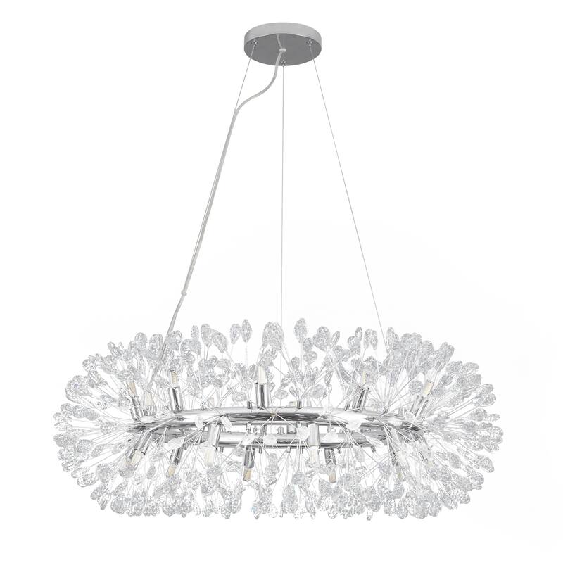 20-Light Modern Glam Wheel Round Starburst Firework Crystal Chandelier for Dining Room