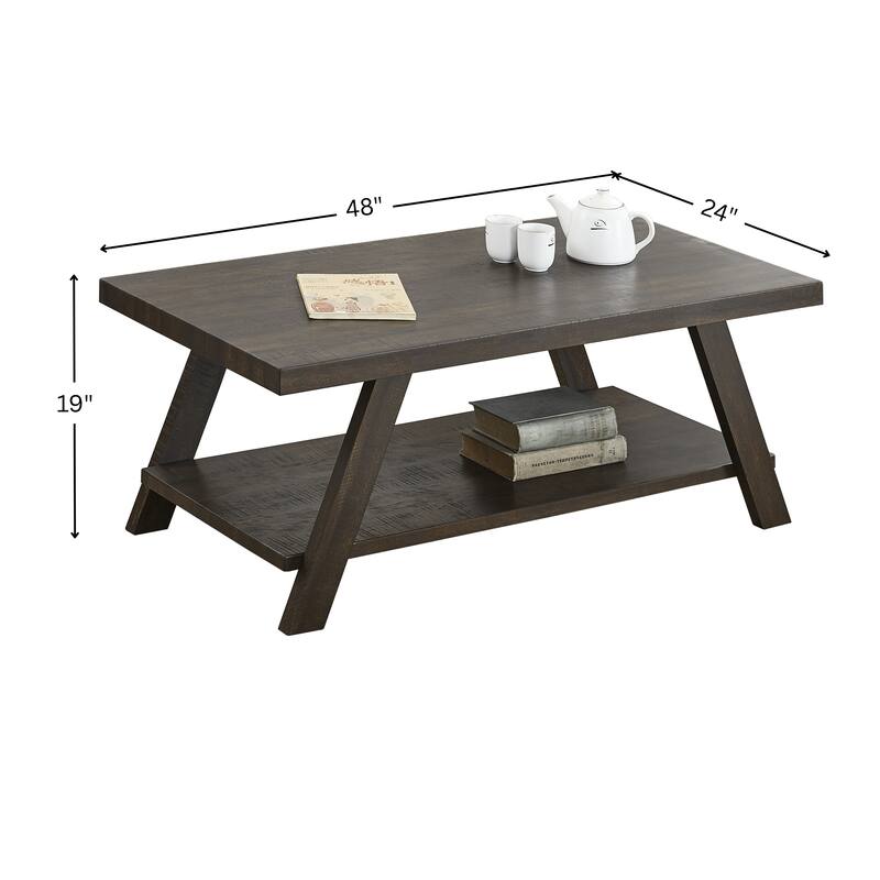 Roundhill Furniture The Gray Barn Cedar Ridge Contemporary Replicated Wood Shelf Coffee Table