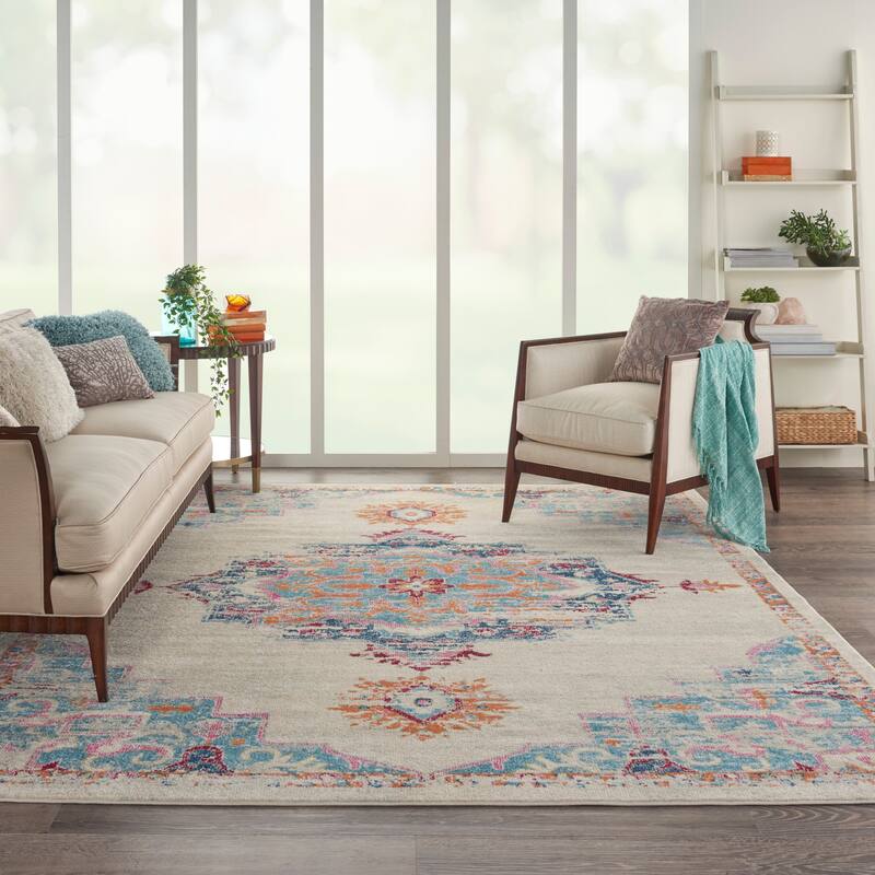 Nourison Cayuga Transitional Ivory/Multi Medallion Area Rug
