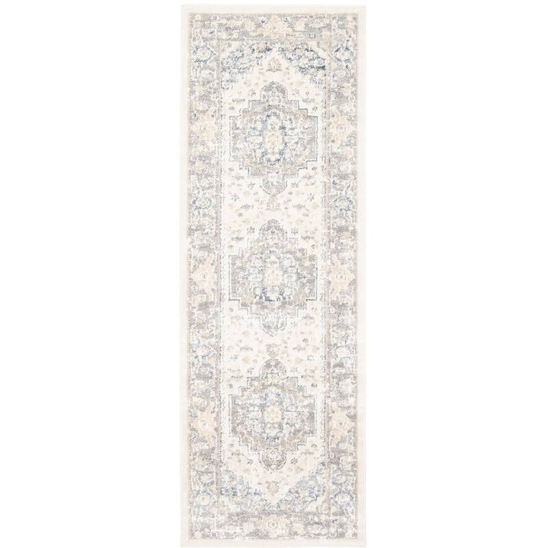 ECARPETGALLERY Machine Woven Bijara Traditional Area Rug - 2'8 x 8'2 - Blue - Runner