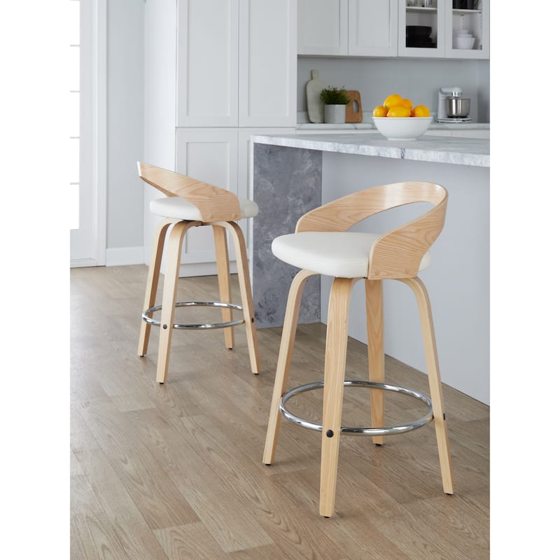 Carson Carrington Stavanger 26" Fixed-Height Counter Stool with Bent Wood Legs & Round Footrest (Set of 2)