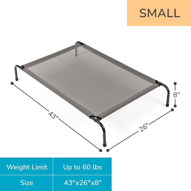 Grey Large Elevated Dog Bed with Powder Coated Steel Frame Perfect for Indoor and Outdoor