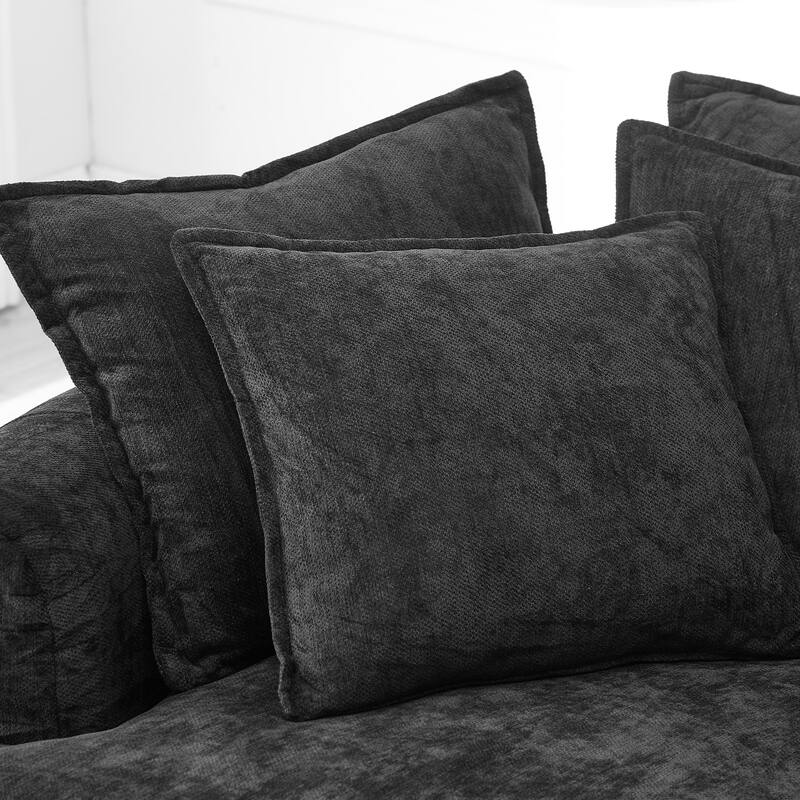 Oversized Round Accent Chair Lounge Chaise, Chenille Upholstered Boneless Sofa Bed, Deep Seat Sleeper Couch Reading Armchair