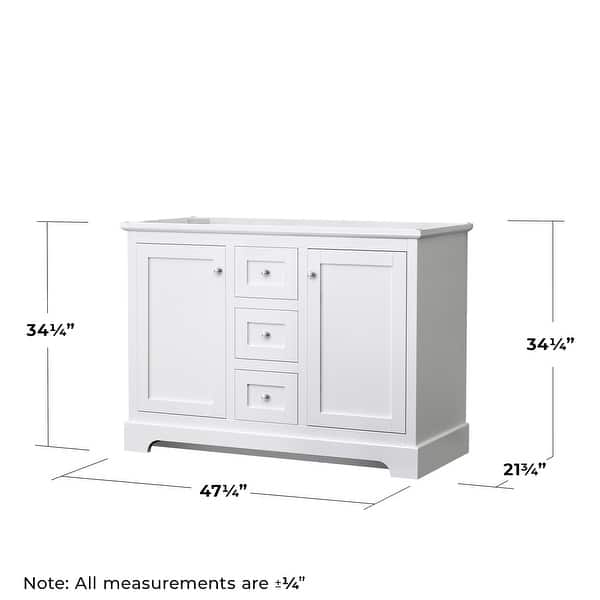 dimension image slide 6 of 8, Wyndham Collection Avery 48" Double Free Standing Vanity Cabinet Only