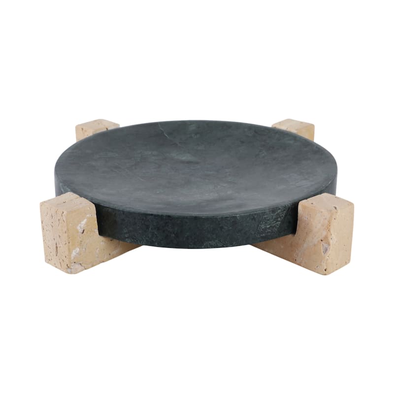 Marble Stone Decorative Tray Geometric Base Sleek Glam Modern