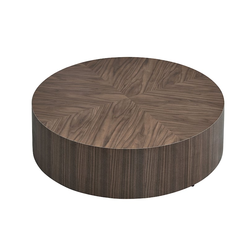 Round Tea & Coffee Table Walnut Drum Table Modern Center Table - Walnut