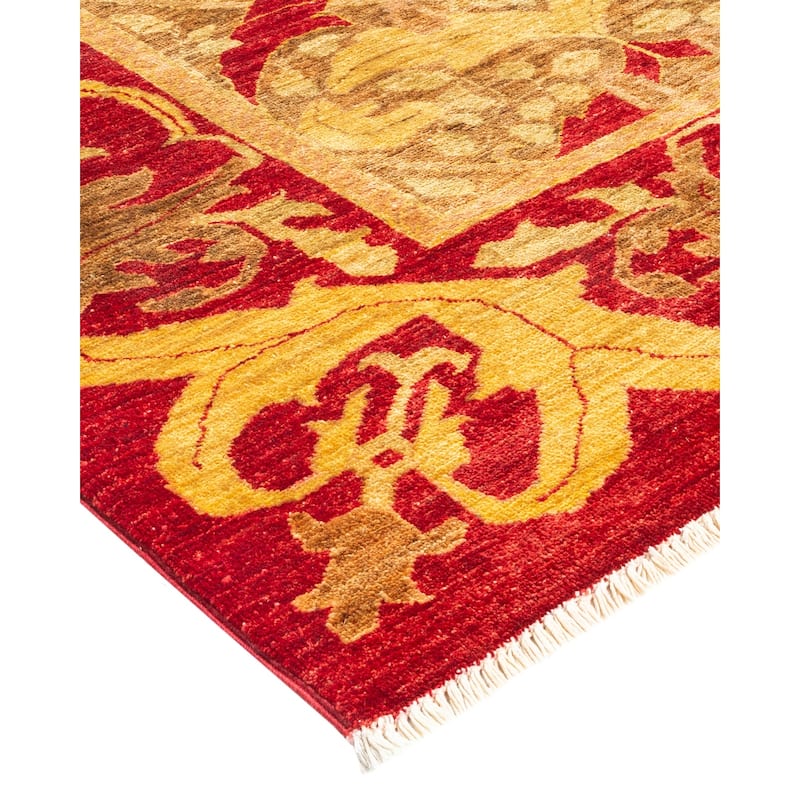 Overton Hand Knotted Wool Vintage Inspired Modern Contemporary Arts & Crafts Beige Area Rug - 9' 2" x 12' 0"
