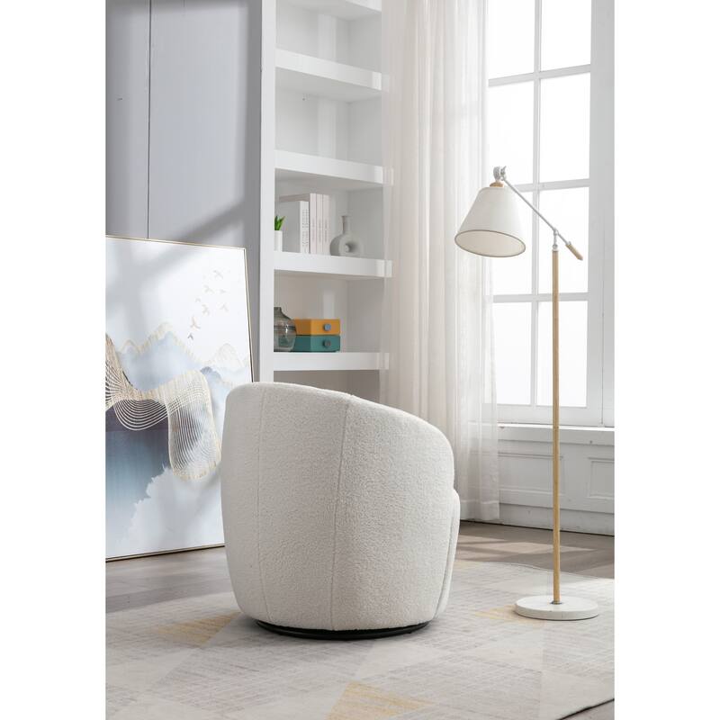 Ivory 25.6" Swivel Barrel Chair with Black Coating