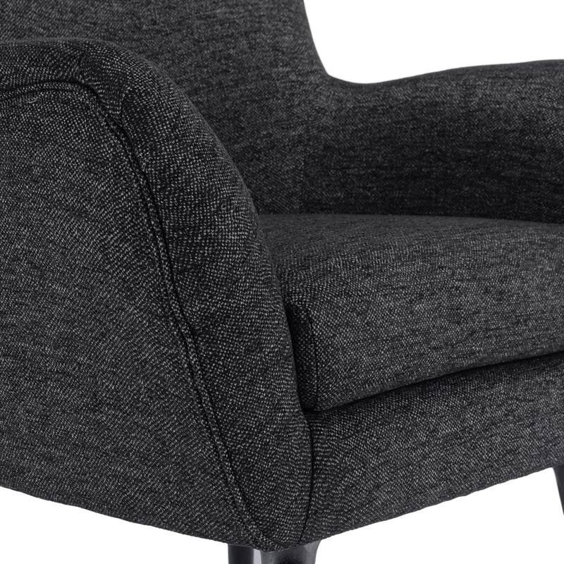 Modern 34.25" Upholstered Arm Chair with Oak Wood Legs and Wing Back