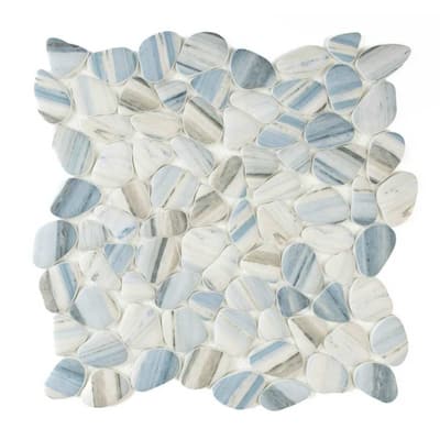 The Tile Life Huron Rock 12x12 Azul Glass Pebble Mosaic Floor & Wall Tile