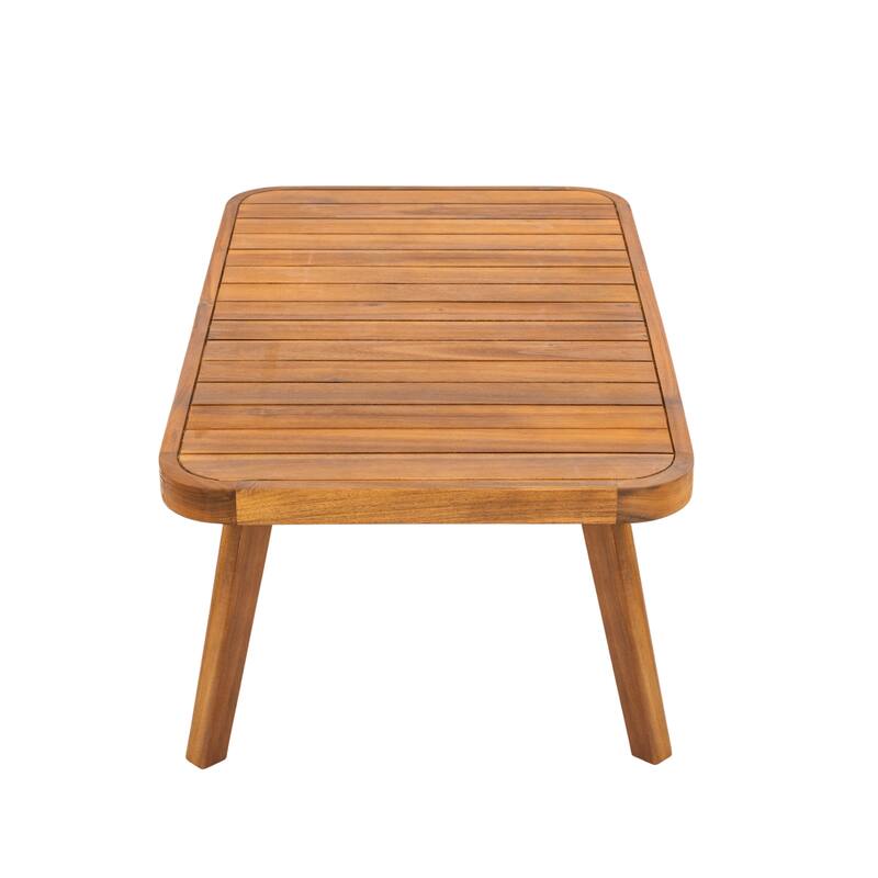 Christopher Knight Home - Outdoor Modern Solid Acacia Wood 4-Piece Conversation Set with Rope Accents and Cushions