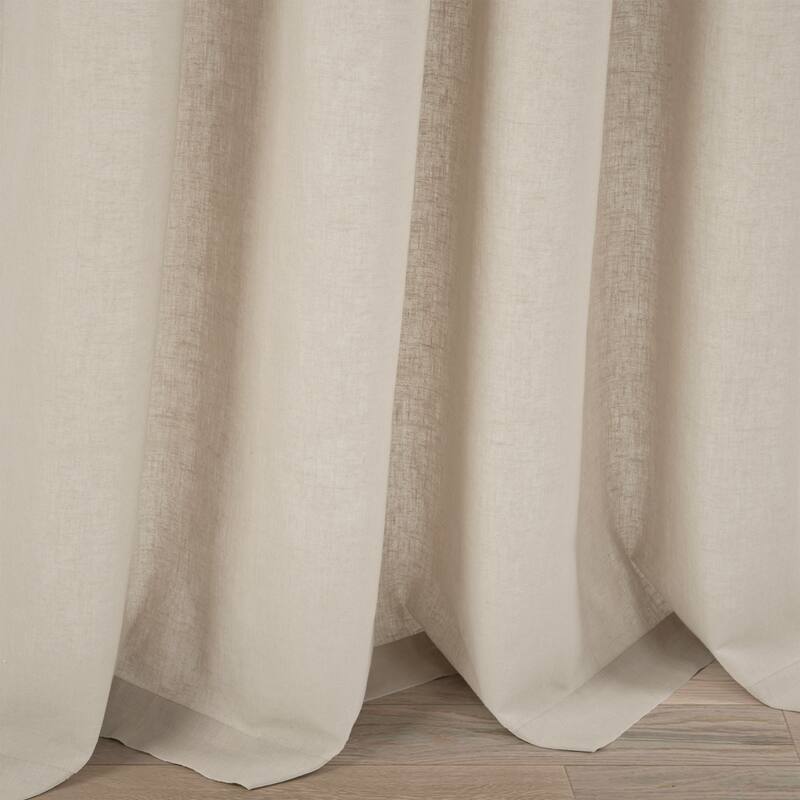 Lush Decor Belgian Flax Prewashed Linen Rich Cotton Blend Window Curtain Panel Single