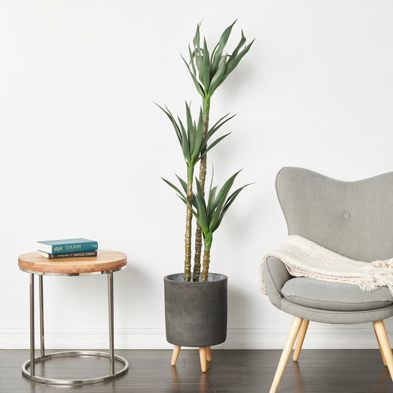 Faux Foliage Sisal Artificial Tree with Realistic Leaves and Black Plastic Pot - Green - Roche River Decor - 28"W x 28"L x 58"H