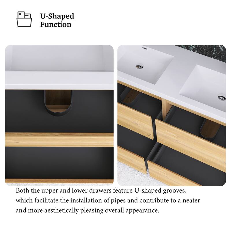 Freestanding Bathroom Vanity with Integrated Resin Top
