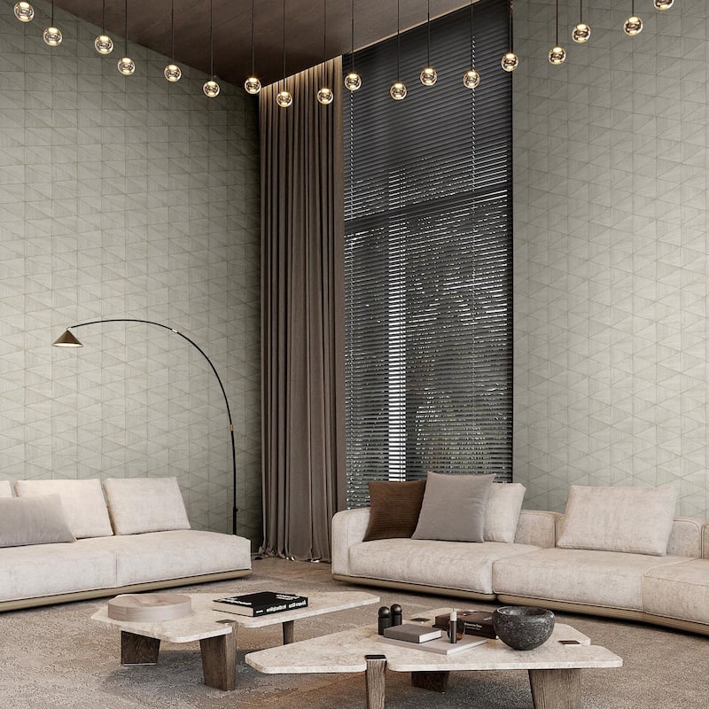 Galerie Wallcoverings Woods and Wicker Collection Triangular Wood Tile Matte Finish Vinyl on Non-woven Wallpaper Roll