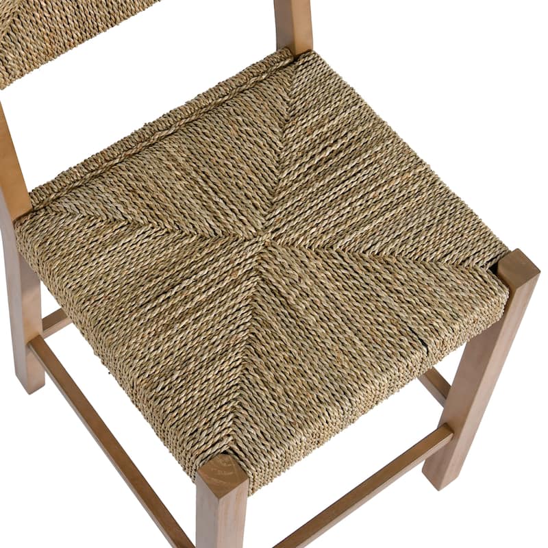 Couture 24" Height Weave Seagrass Rattan Counter Stools - 17.6"W x 20.7"L x 39.4"H