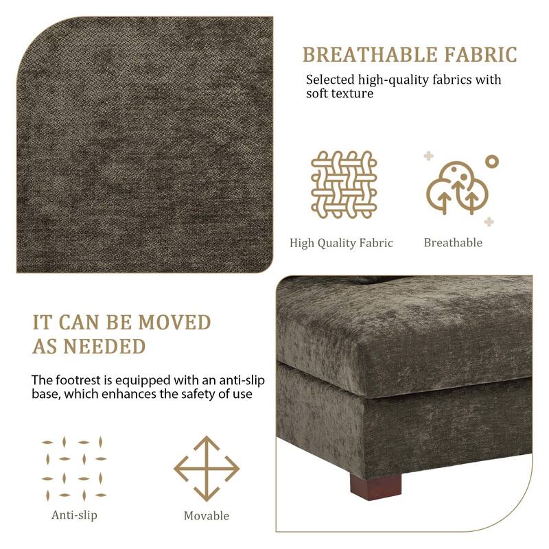 2 Set Chenille Upholstered Modular Sectional Sofa Chaise with Pillows