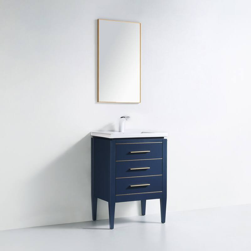 Ayer 24" Single Bathroom Vanity Set - 18D x 24W x 34H - Blue - Brass Trim