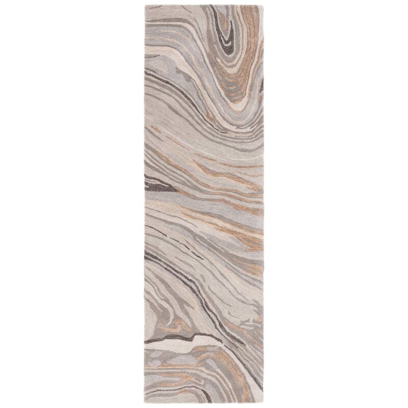 SAFAVIEH Handmade Soho Jazmine Modern Wool Rug - 2'3" x 8' Runner - Beige/Grey