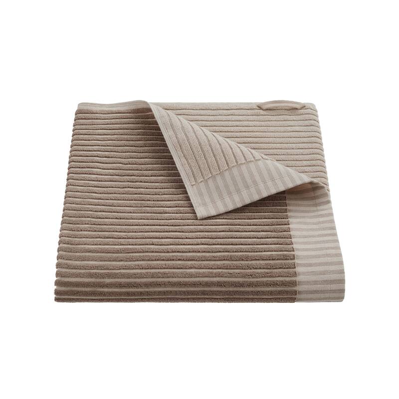 Martex Sculpted Stripe Tan Bath Towel - Bath - Tan