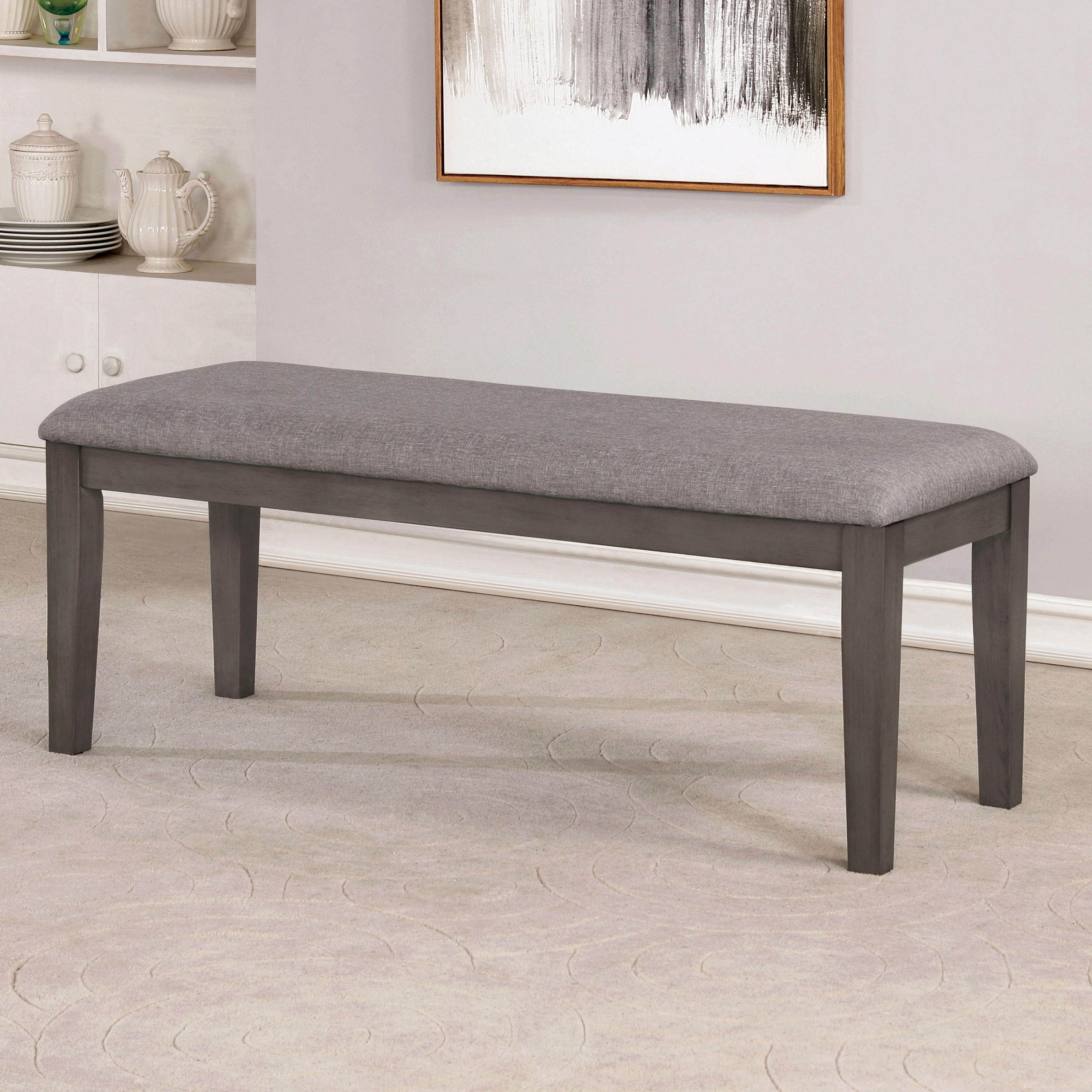 The Gray Barn Park House Transitional Grey Linen Fabric Padded Bench ...