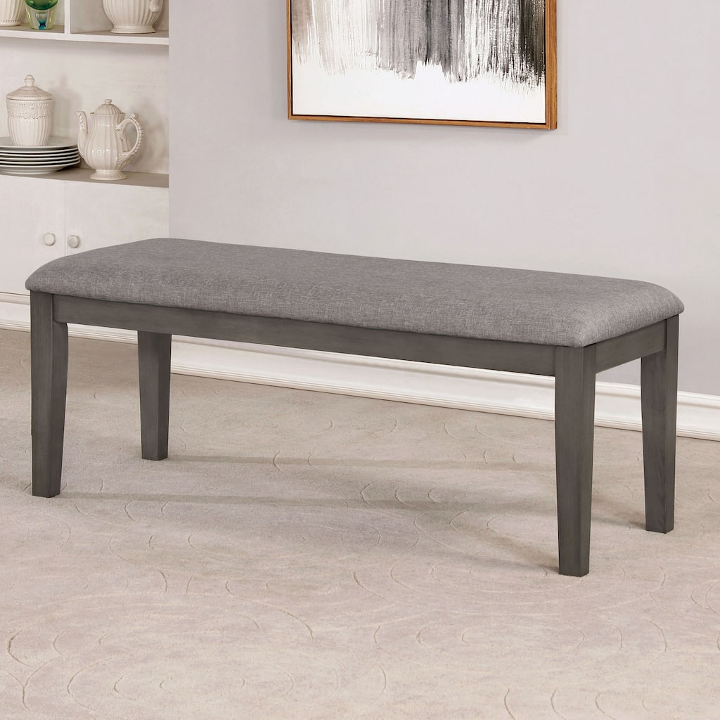 Park House Transitional Grey Linen Fabric Padded Bench by The Gray Barn