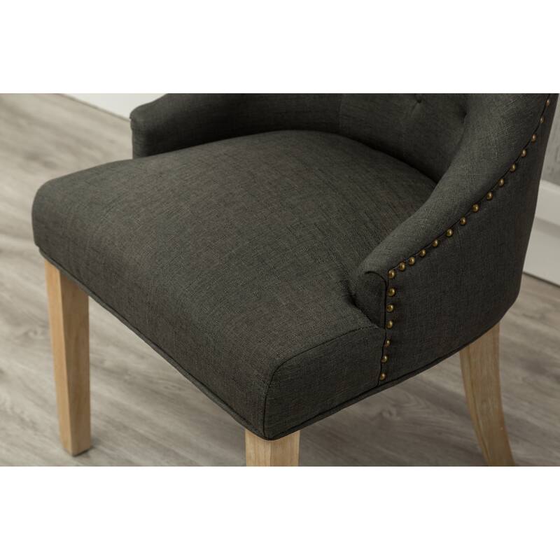2 Piece Button Quilted Solid Wood Dining Chairs with Nailhead, Backrest, Upholstered for Dining Room Kitchen Bedroom Living Room