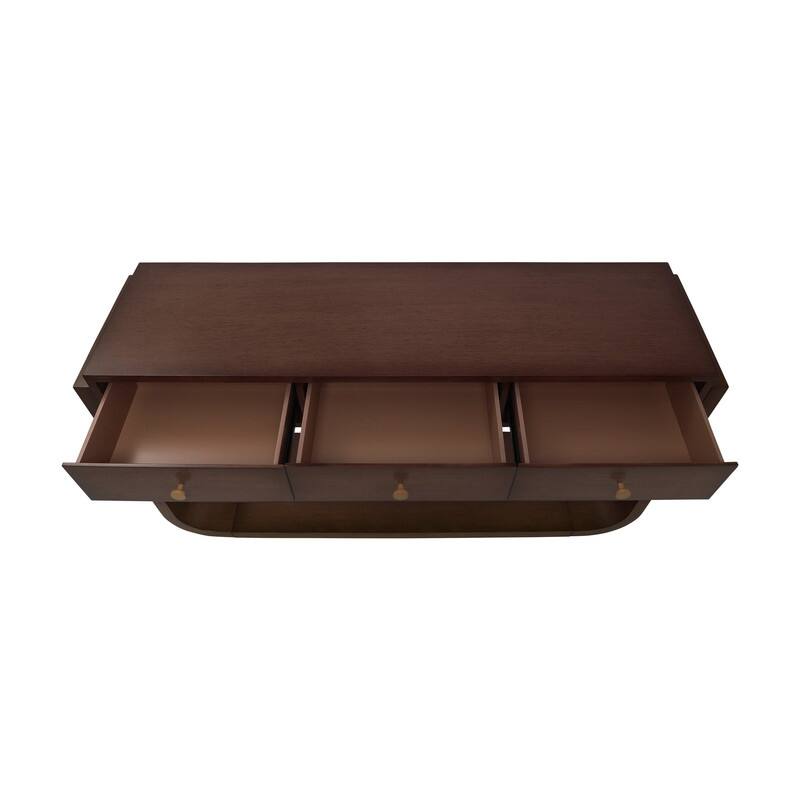 Mid-Century Modern Console Table with 3 Storage Drawers and Display Shelf for Entryway or Living Room Use