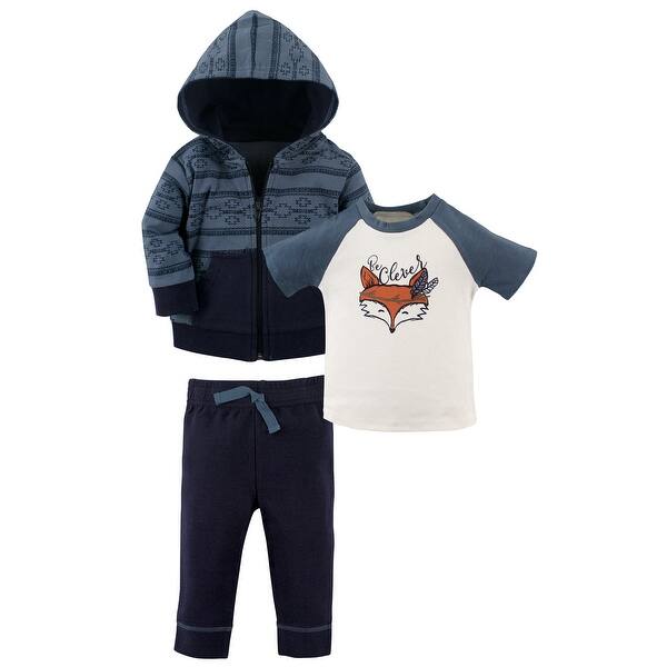 slide 1 of 1, Yoga Sprout Toddler Boy Cotton Hoodie, Tee Top, and Pant, Be Clever Toddler 2T - Be Clever Toddler