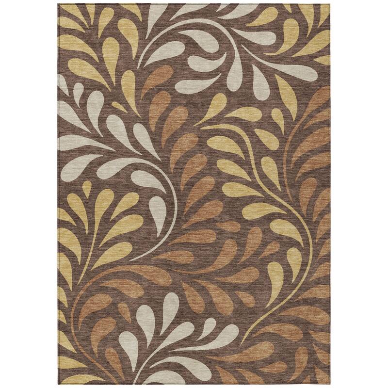 Machine Washable Indoor/ Outdoor Floral Arabesque Chantille Rug