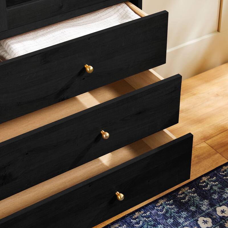 Walker Edison Modern Arched MDF Bookshelf Cabinet with Glass Doors