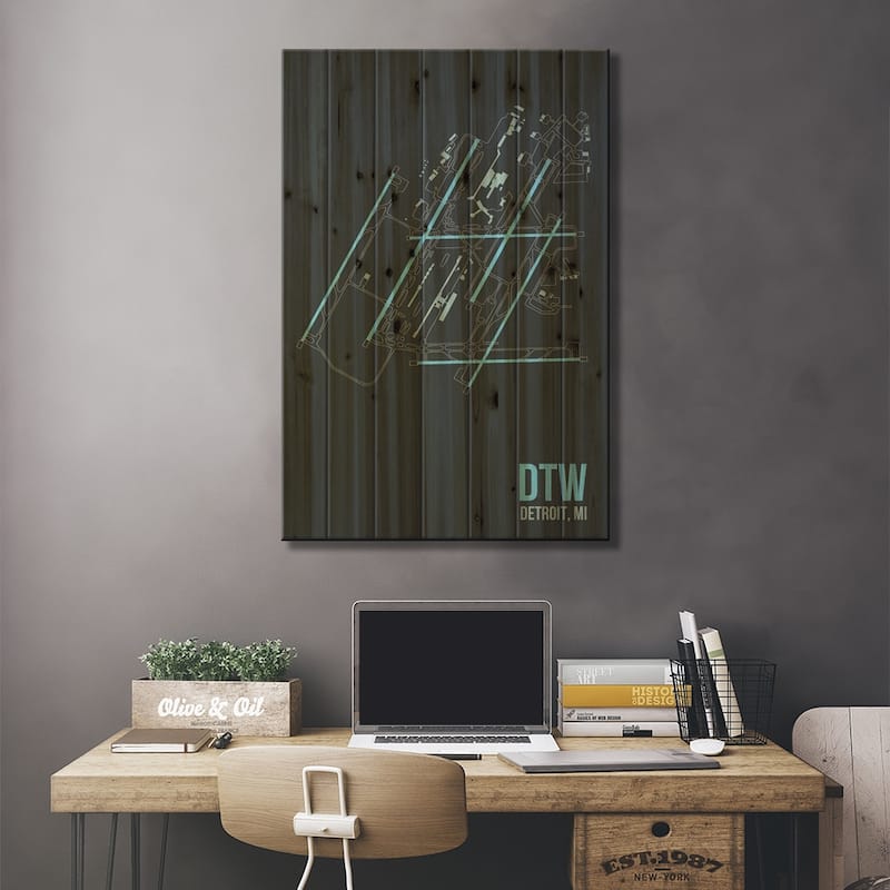 Detroit Metropolitan Print On Wood by 08 Left - Multi-Color