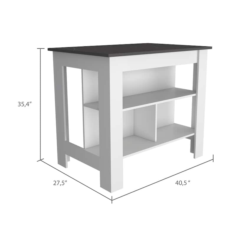 Kitchen Island with Four Legs, Three Shelves