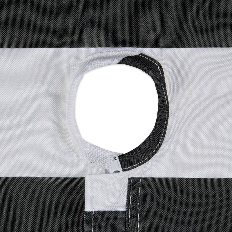Black Cabana Stripe Print Outdoor Tablecloth
