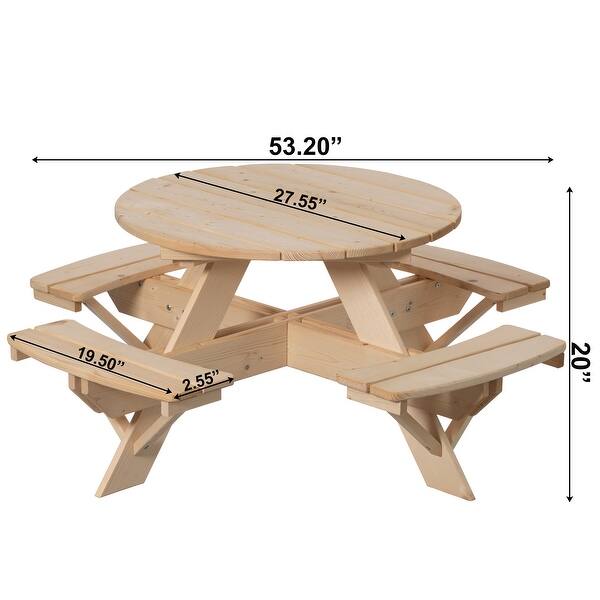 Wooden Kids Round Picnic Table Bench, Outdoor Children's Backyard Table ...