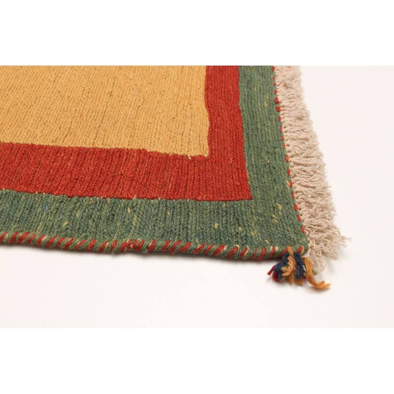ECARPETGALLERY Flat-Weave Kashkuli Tan Wool Tapestry Kilim - 5'9 x 8'0