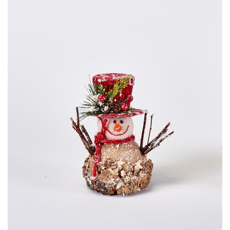 6" Iced Burlap Snowman