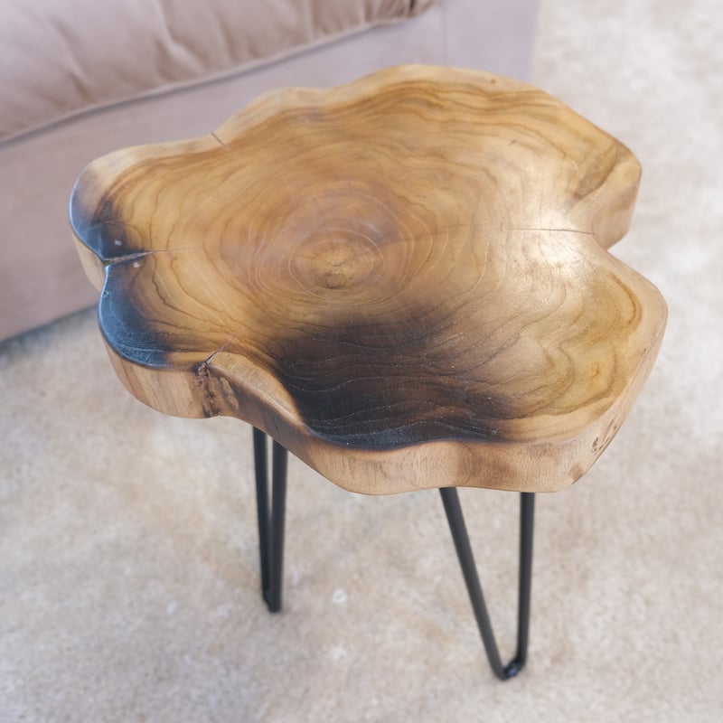 Greenage Solid Wood Teak Live Edge Natural Cut Coffee Table