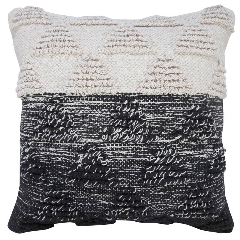 Handwoven Textured Geometric Square Throw Pillow - 18" - Black and White