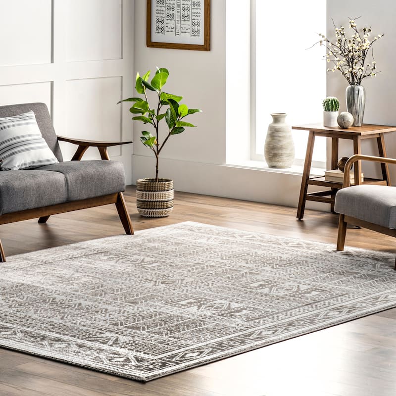 Nuloom Irene Tribal Panel Area Rug - 4' 3" x 6' - Grey - Rectangle