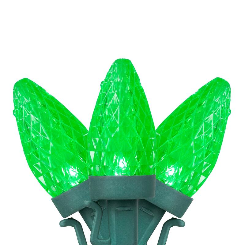 LED C7 Faceted Christmas Lights - Green - 20.25' Green Wire - 50ct