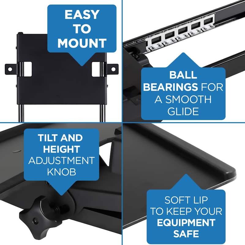Mount-It! Under Desk Computer Keyboard and Mouse Tray with Gel Wrist Pad Black- MI-7135