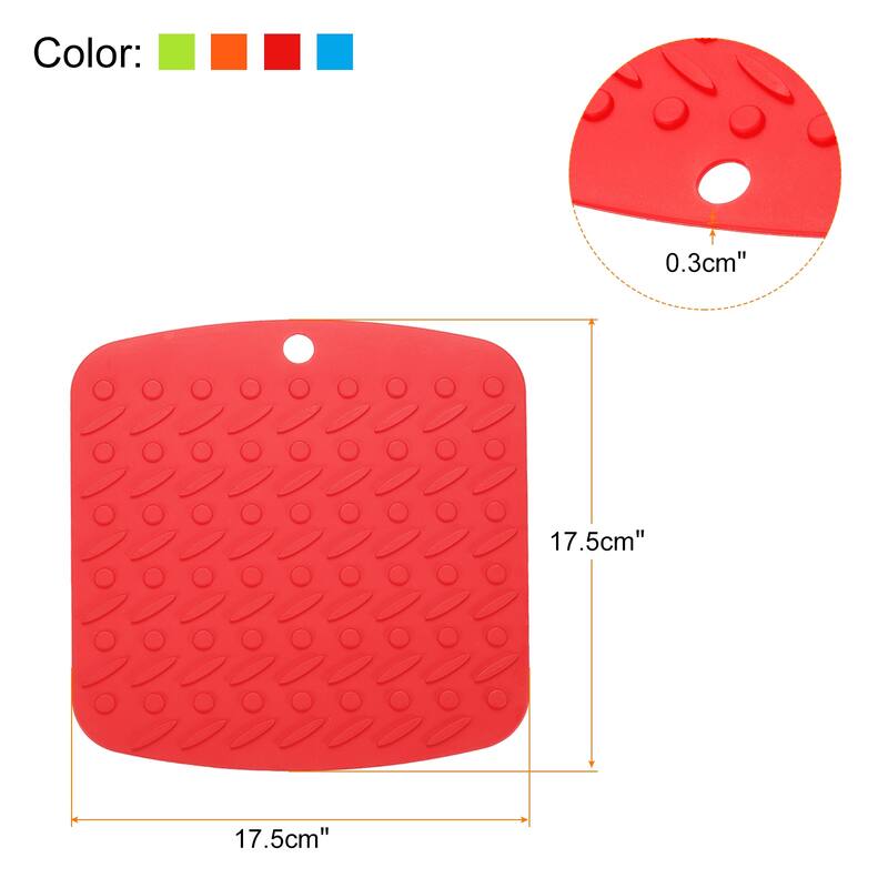 Silicone Trivet Mats Hot Pot Holders 4Pcs, Kitchen Trivet Mat Hot Pads - Orange, Red, Blue, Green