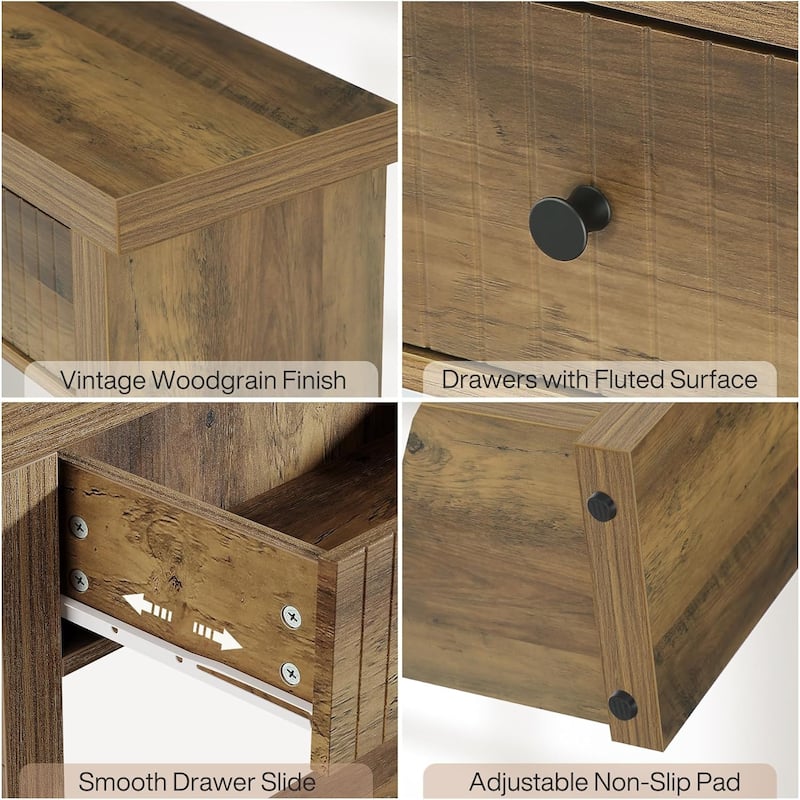 Extra Long Wood Console Table, Oak Sofa Entryway Table with 3 Drawers & Storage Shelves for Living Room, Hallway, Foyer