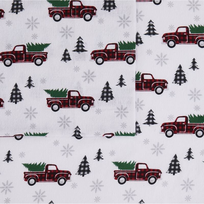 Truly Soft Printed and Solid Cotton Flannel 4 Piece Sheet Set