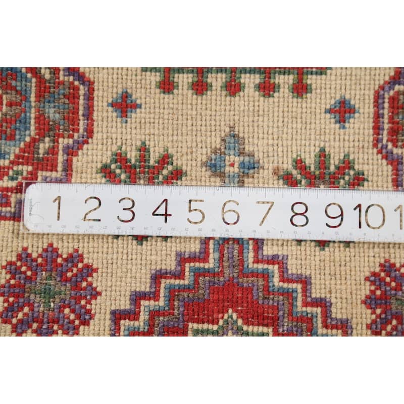 Geometric Kazak Accent Rug Handmade Oriental Wool Carpet - 2'1"x 2'10"