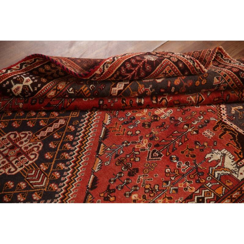 Shiraz Persian Vintage Area Rug Handmade Wool Carpet - 5'2"x 8'2"