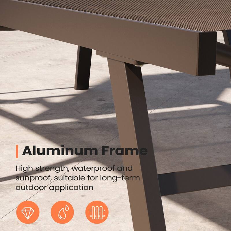 Pellebant 2PCS Patio Aluminum Adjustable Chaise Lounge Chair