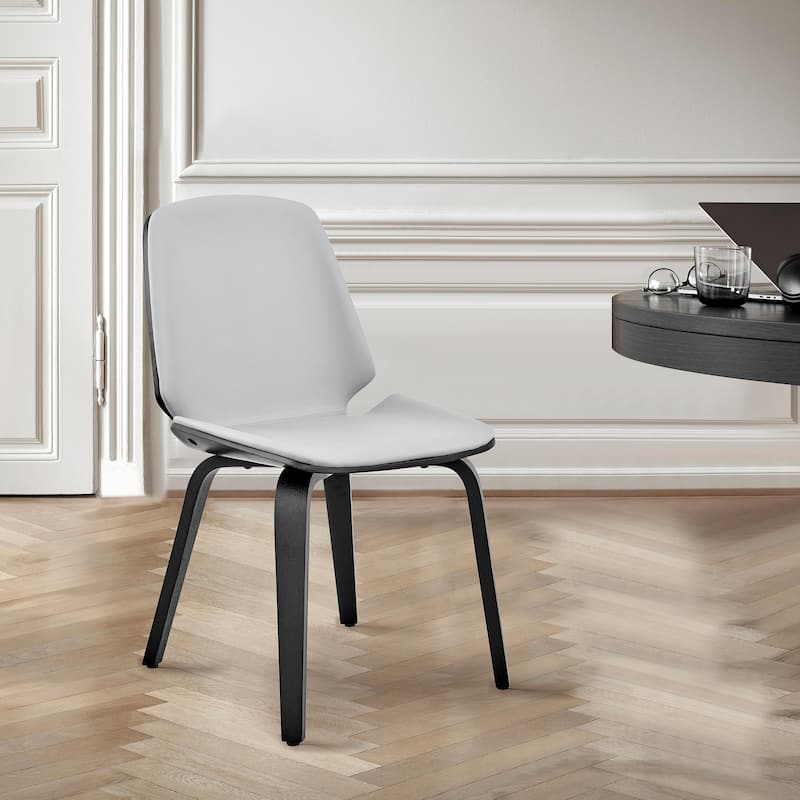 Brinley Walnut or Black Wood Upholstered Dining Chair - Gray and Black